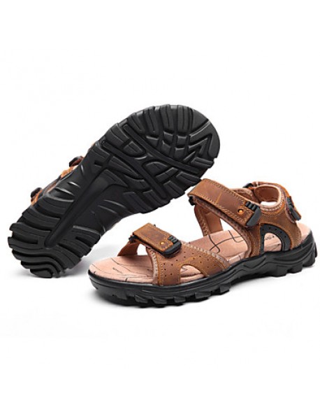 Men's Shoes Outdoor / Office & Career /Work & Duty / Athletic / Dress / Casual Nappa Leather Sandals Black/Brown  