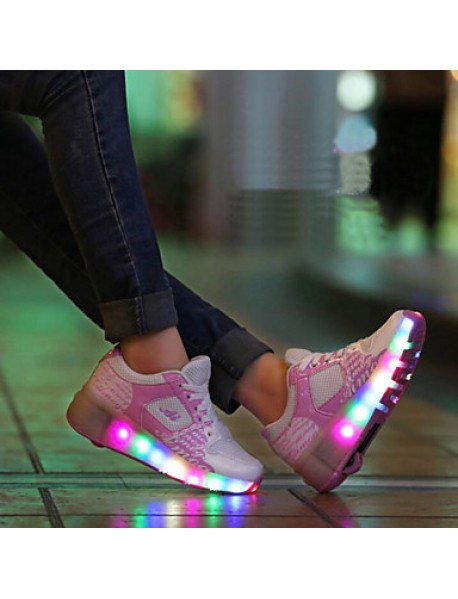 Unisex Kid Boy Girl LED Light Up Single Wheel Sneaker Athletic Shoe Sport Shoes Roller Shoes Dance Boot  