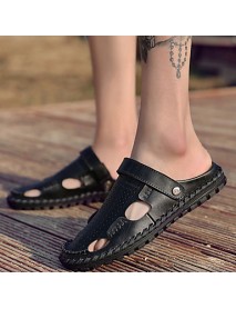 Men's Shoes Outdoor / Office & Career / Athletic / Dress / Casual Nappa Leather Sandals Black / Brown  