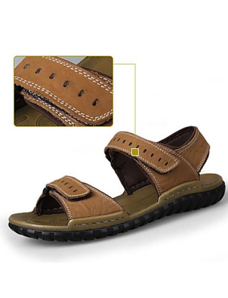 Men's Shoes Outdoor / Office & Career / Athletic / Casual Nappa Leather Big size Sandals Khaki  