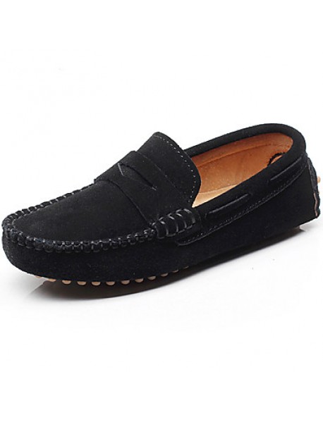 Boys' Moccasin Shoes Outdoor / Athletic / Casual Leather Slip-on Black / Gray / Royal Blue  