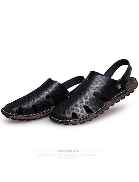 Men's Shoes Outdoor / Office & Career / Athletic / Dress / Casual Nappa Leather Sandals Big Size Black / Brown  