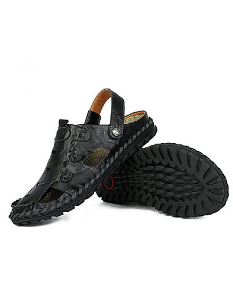 Men's Shoes Outdoor / Office & Career / Athletic / Dress / Casual Nappa Leather Sandals Black / Brown  