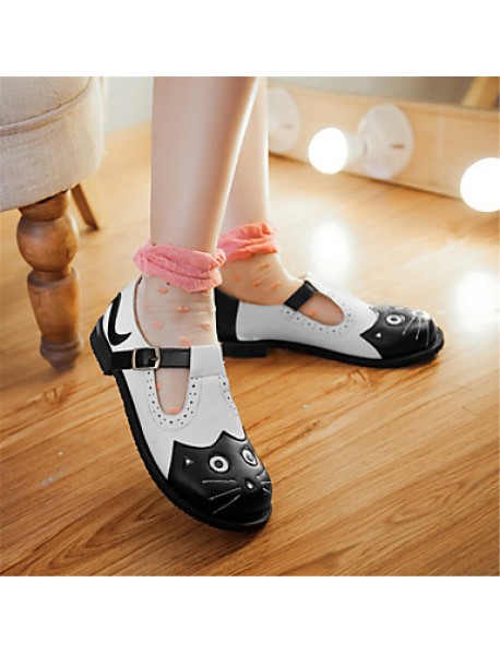 Women's Spring / Summer / Fall / Winter Round Toe Leatherette Outdoor / Dress / Casual Flat Heel Black