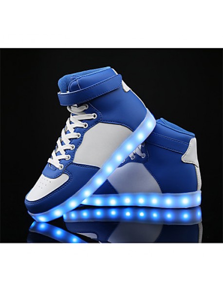 Boy's Sneakers Spring / Fall Comfort PU / Cowhide Athletic Flat Heel Others / LED / Lace-up Black / Blue / White Sneaker  