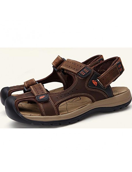 Men's Shoes Outdoor / Office & Career / Casual Leather Sandals Brown  