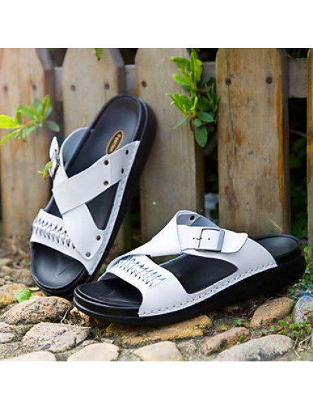 Men's Shoes Outdoor / Office & Career / Athletic / Dress / Casual Nappa Leather Slippers Black / White  